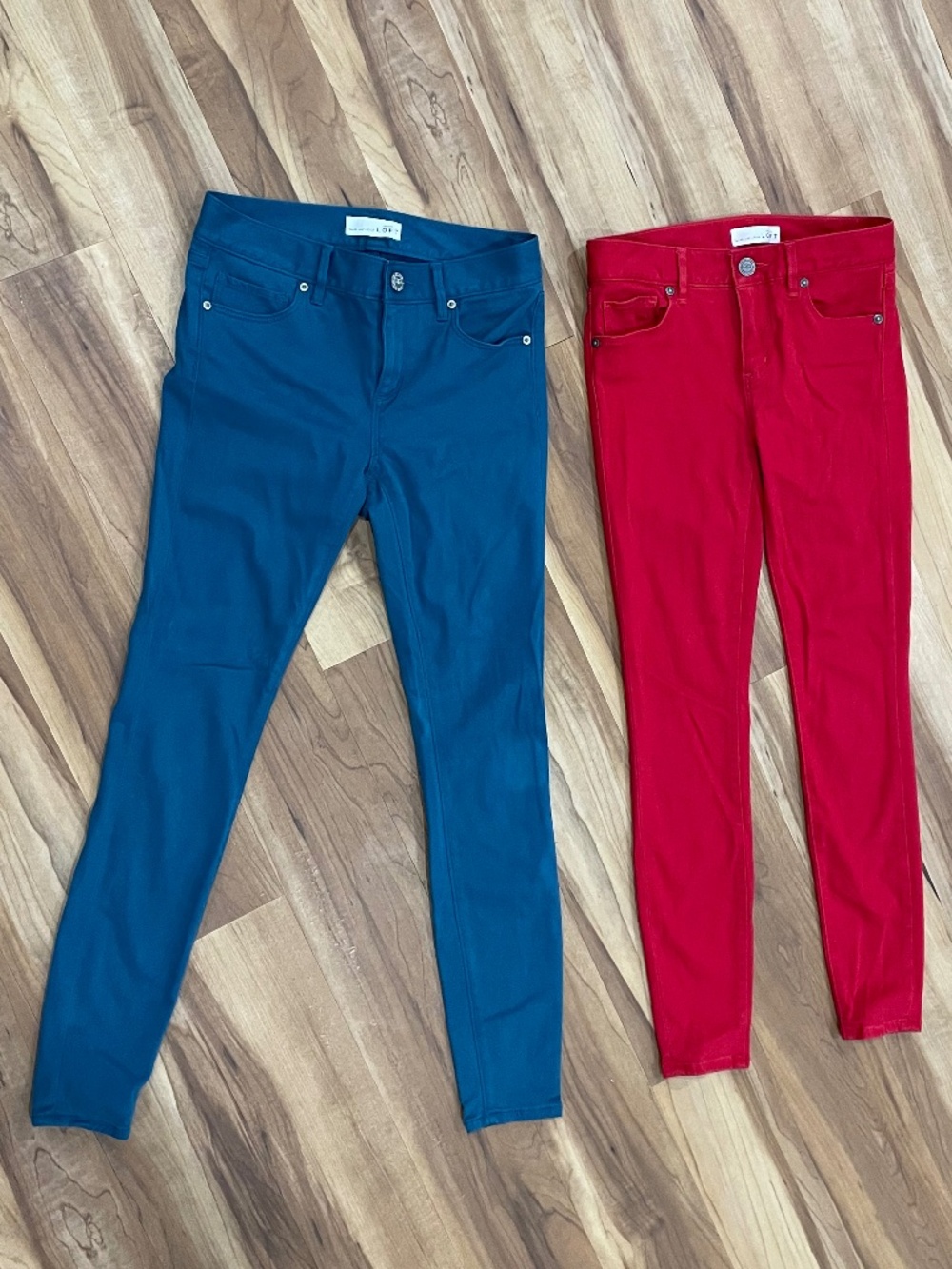 LOFT Essential Skinny Legging Pants Bundle Red Teal Size 25P 0P